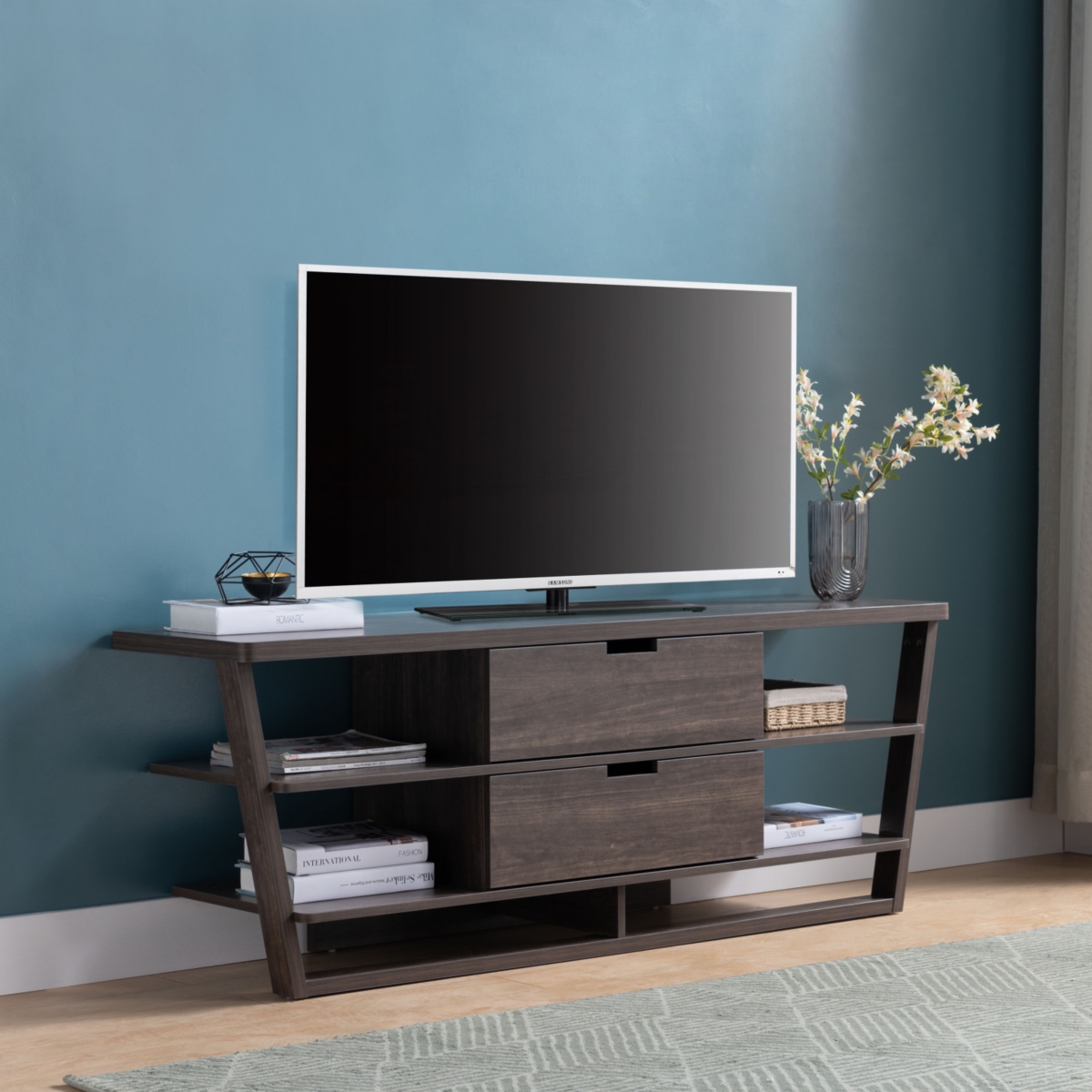 Simplie Fun Tv Stand Brown Walnut