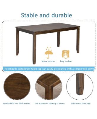 Wooden Dining Rectangular Table Set For 4, Kitchen Dining Table For Small Space, Walnut