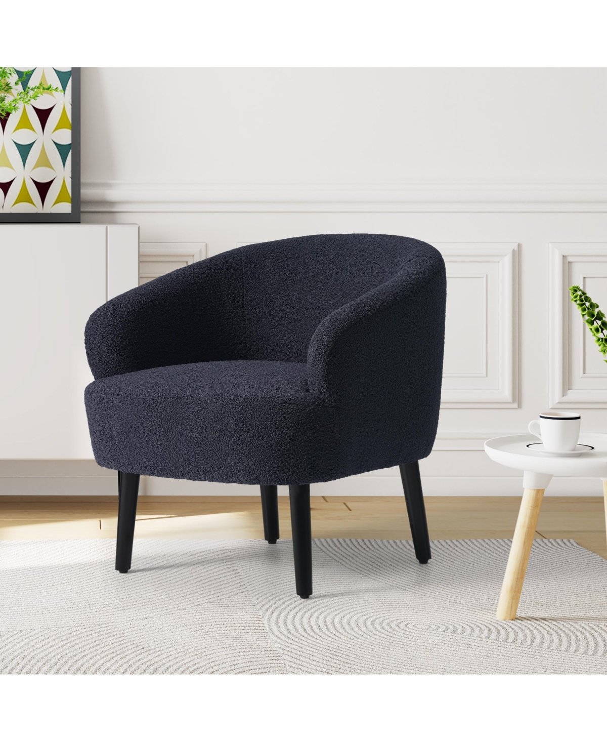 29" Wide Mid Century Modern Club Barrel Accent Armchair