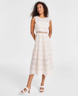 Sam Edelman Women's Eyelet-Embroidered Midi Dress - Macy's