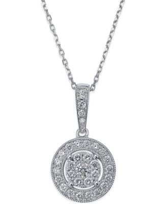 Macy's - Diamond Circle Pendant Necklace in 14k White Gold (1/2 ct. t.w.)