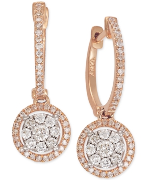 image of Diamond Circle Drop Earrings in 14k Rose Gold (5/8 ct. t.w.)