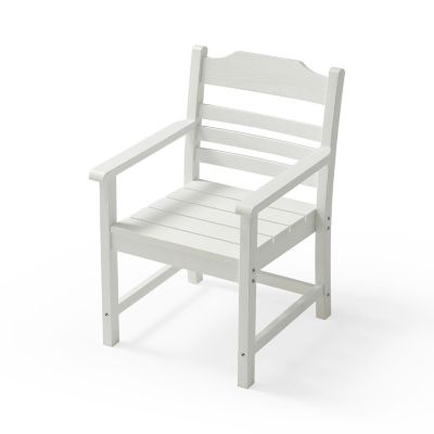 Outdoor Dining Armchairs (Set of 2), White and Wood Grain