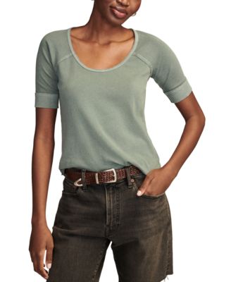 Lucky Brand - Women's Cotton Raglan-Sleeve Scoop-Neck Top