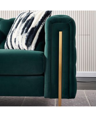 Chesterfield Modern Tufted Velvet Living Room Sofa, 84.25" W Couch, Green
