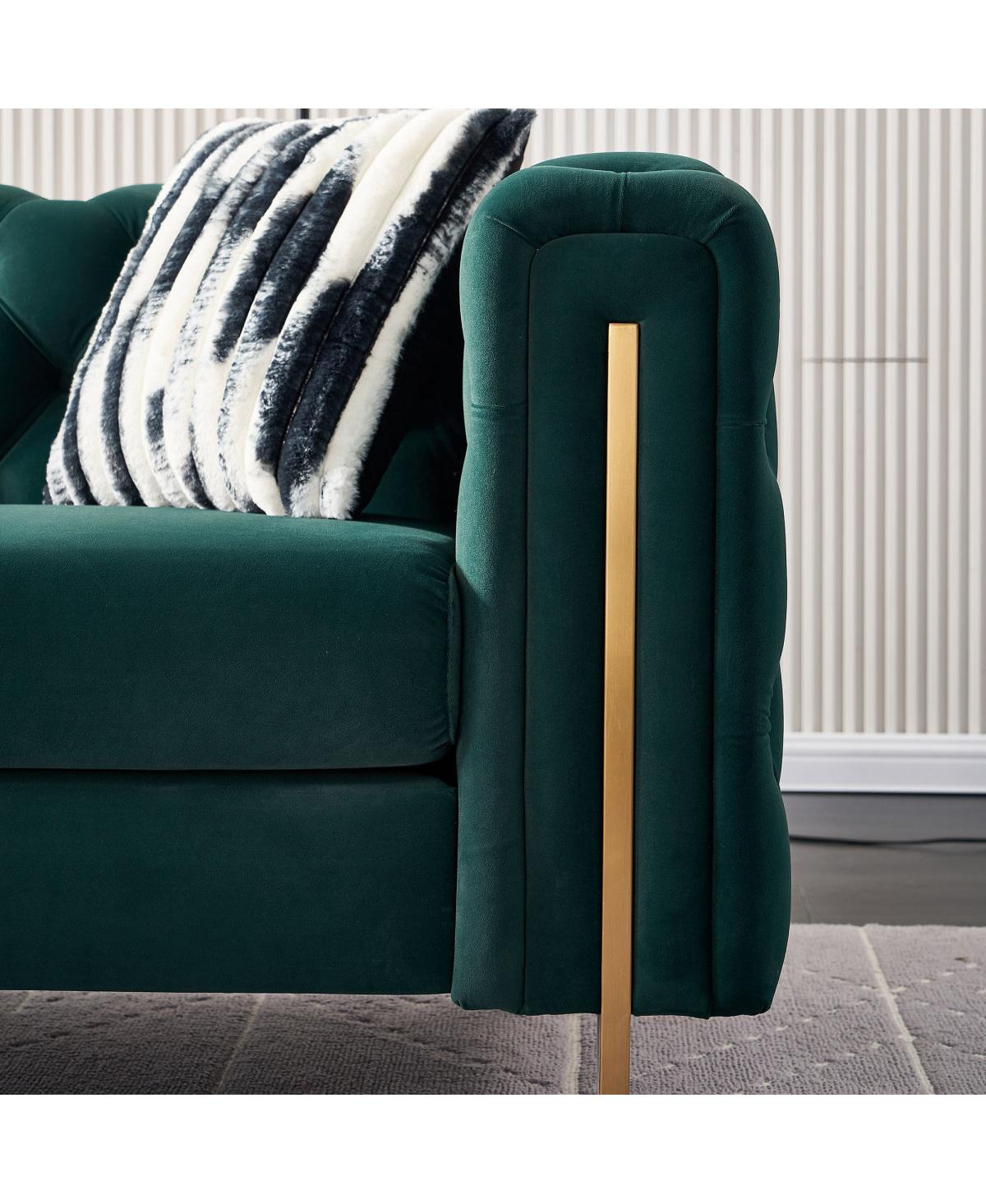 Streamdale Furniture Chesterfield Modern Tufted Velvet Living Room Sofa, 84.25" W Couch, Green