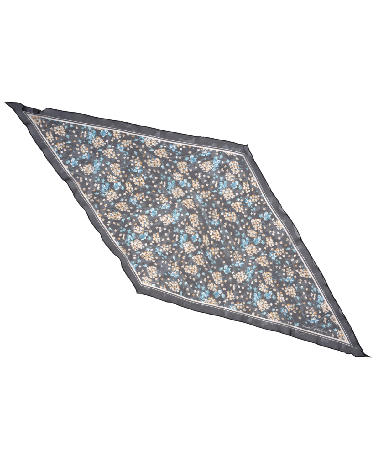 Ralph Lauren Floral Diamond With Stripe Border Scarf In Black