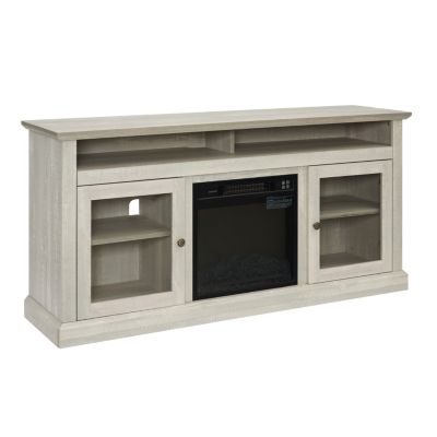 Modern TV Stand with Fireplace Insert, Stone Gray, 60" W