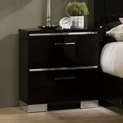 Nightstand with USB Charger & Chrome Accents