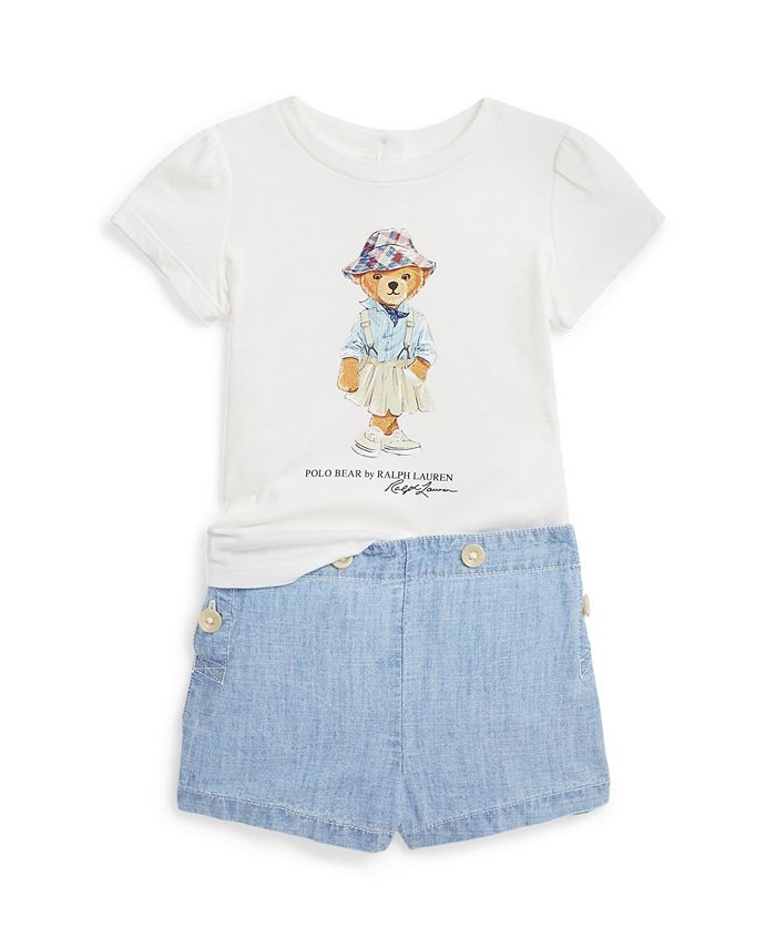 Ralph Lauren Baby Girls Polo Bear Tracksuit in Pink