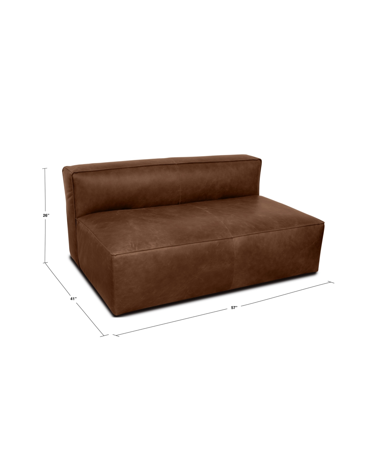 Rutherford Home Amalfy 57" Leather Armless Loveseat In Bourbon
