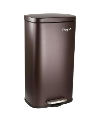 3 Piece 30 Liter and 5 Liter Stainless Steel Step Trash Bin Combo Set with Slow Close Mechanism in Matte Bronze
