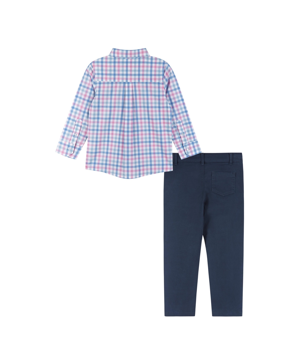 Andy & Evan Toddler Boys Toddler/Child White and Navy Plaid Buttondown and Pants Set