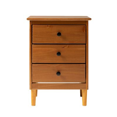 Streamdale Classic 3-Drawer Solid Wood Nightstand - Caramel