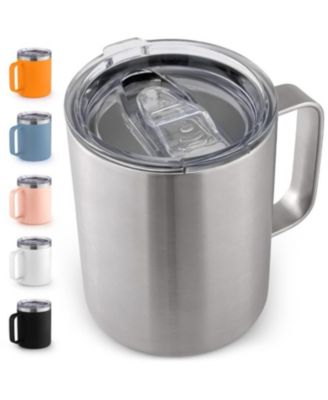 12 oz Insulated Coffee Mug with Lid - Stainless Steel Camping Mug Tumbler with Handle