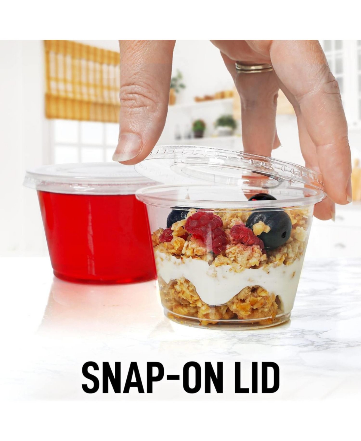 Zulay Kitchen 200 Pack 4ozJello Shot Cups with Lids - Disposable Condiment Cups - Clear