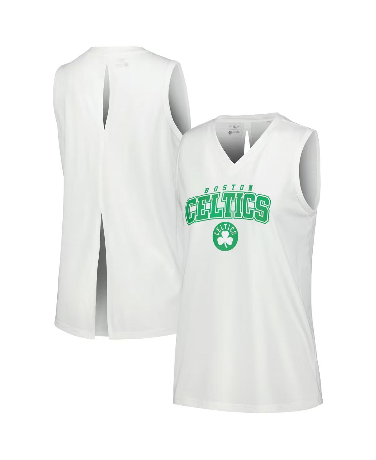 Women's White Boston Celtics Paisley Peekaboo Tank Top - White