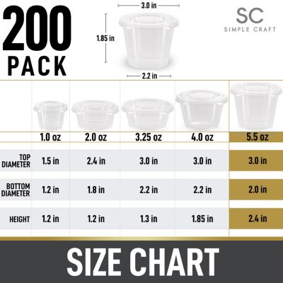 200 Pack Clear Jello Shot Cups with Lids - Disposable Condiment Cups