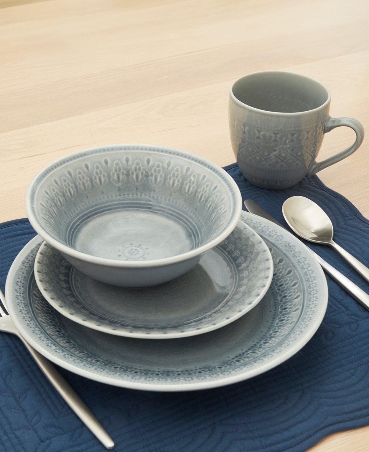 Baum Phillips 16 Pc. Dinnerware Set, Service For 4 In Grey