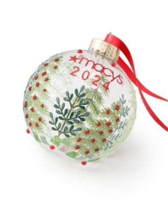 Holiday Lane Clear Macy's Ball with Trees Ornament, Exclusively at Macy's