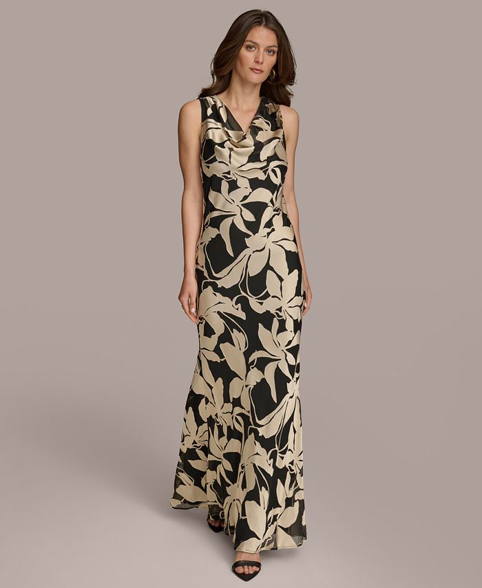 Donna Karan New York Donna Karan Women's Floral-Print Cowlneck Gown ...