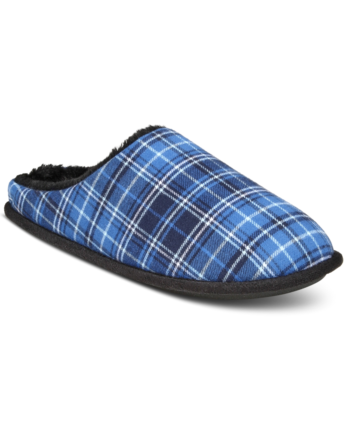 Men's Plaid Slippers, Created for Macy's - Blue