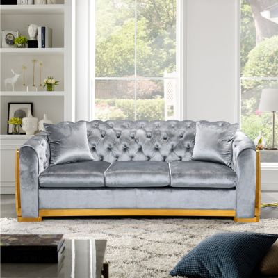  Velvet Luxury Chesterfield Sofa Set, 84"