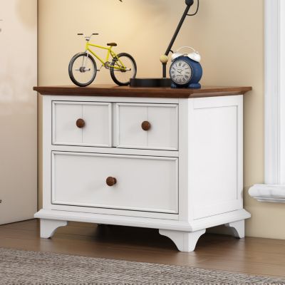 Streamdale Wooden Two-Drawer Nightstand for Kids' Room