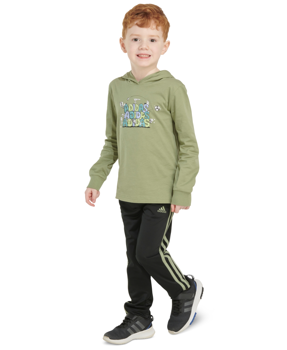adidas Little & Toddler Boys Graphic Hooded T-Shirt & Pants, 2 Piece Set