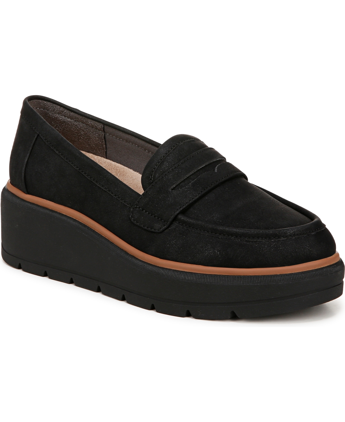 Shop Dr. Scholl's Women's Nice Day Max Platform Lug Sole Loafers In Black Faux Leather