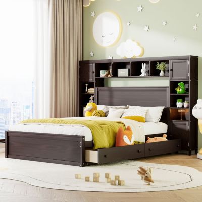 Streamdale Wooden Queen Bed with Cabinetry and Outlets