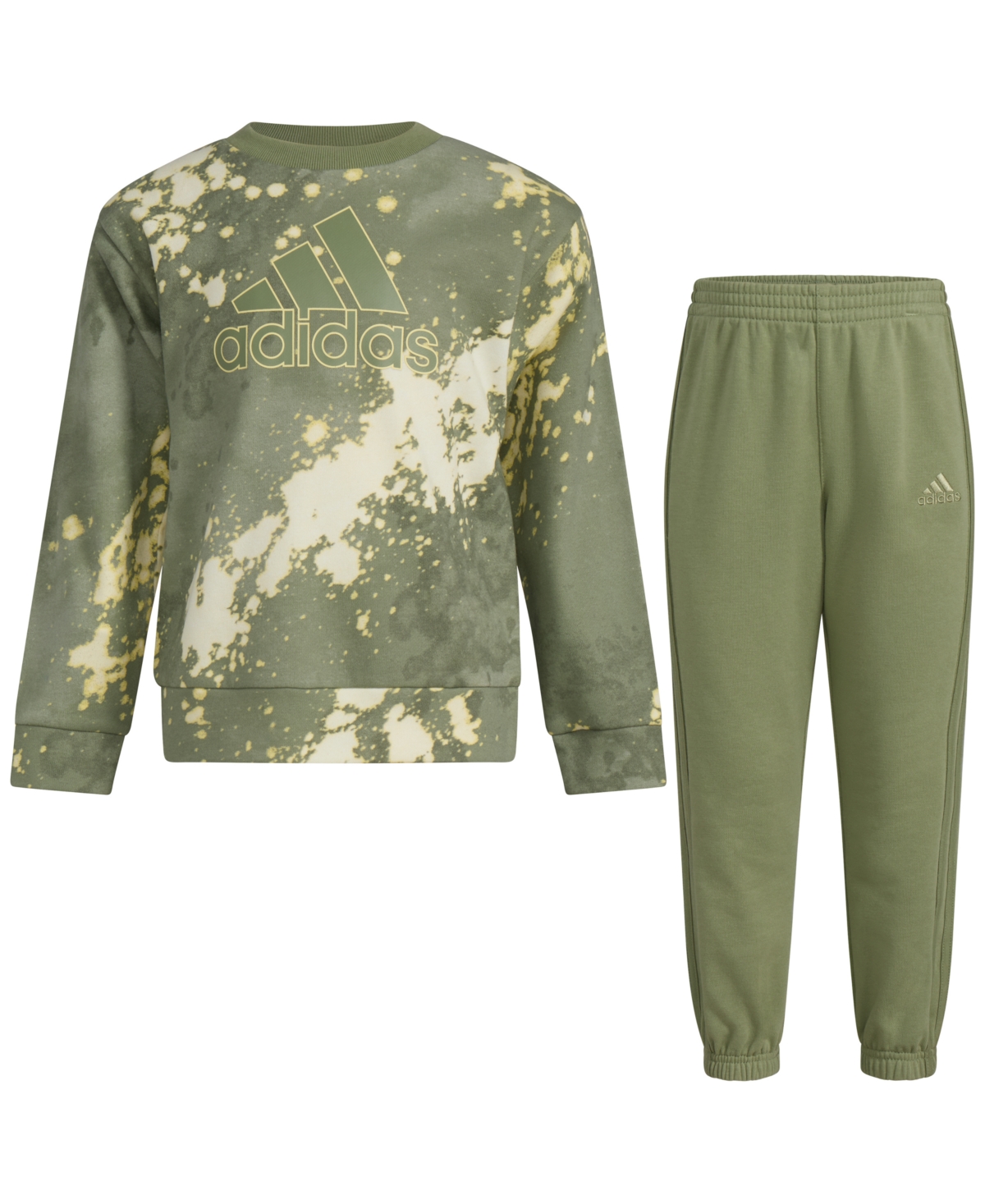 adidas Little & Toddler Boys Printed Crewneck Pullover & Jogger Pants, 2 Piece Set
