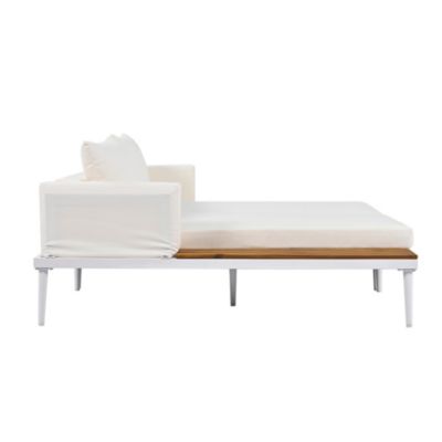 Streamdale Modern Outdoor Daybed with Wood Topped Side Spaces
