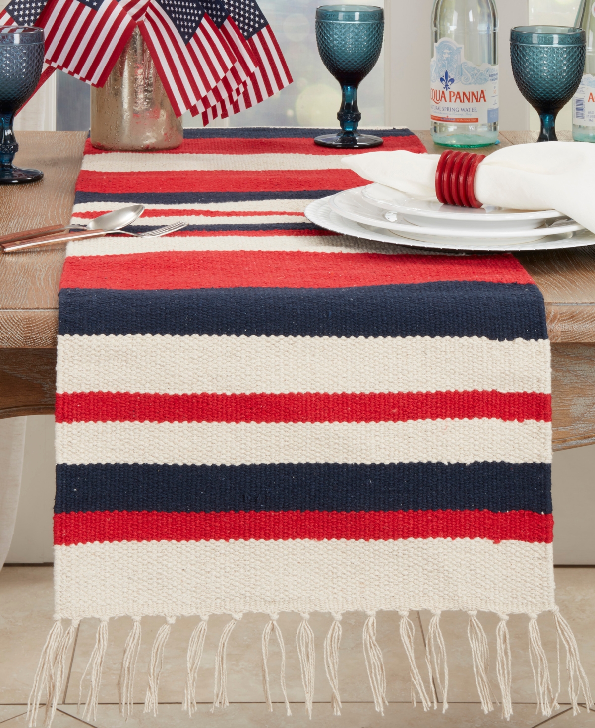 Saro Lifestyle American Dream Stripe Table Runner, 16"x72" In Multi