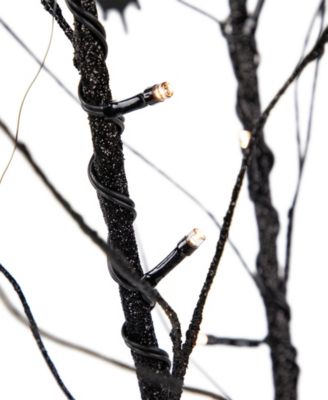 50" LED Lighted Black Halloween Branch Tree with Bats Warm White Lights