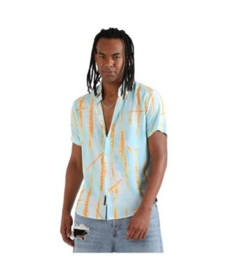 Men's EcoLiva Sky Blue and Orange Pastel Tie Dye Shirt