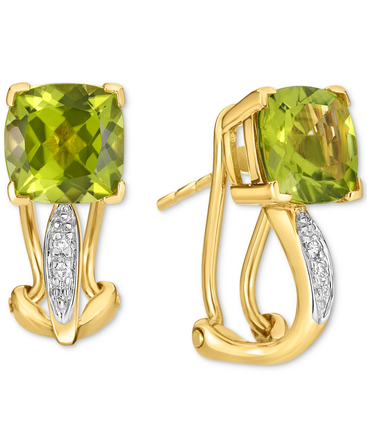 Peridot (2-1/2 ct. t.w.) & Diamond Accent Statement Earrings in 14k Gold - Peridot