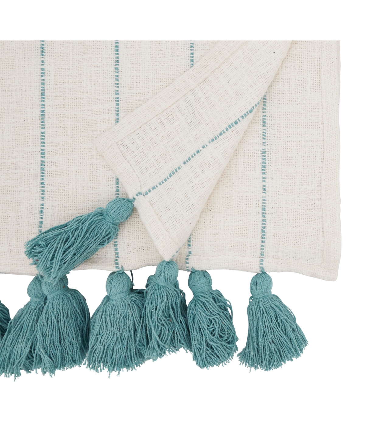 Saro Lifestyle Tassel Fantasy Stripe Table Runner, 16"x72" In Mint