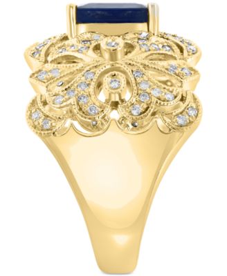 EFFY&reg; Sapphire (1-1/2 ct. t.w.) & Diamond (3/8 ct. t.w.) Openwork Filigree Statement Ring in 14k Gold