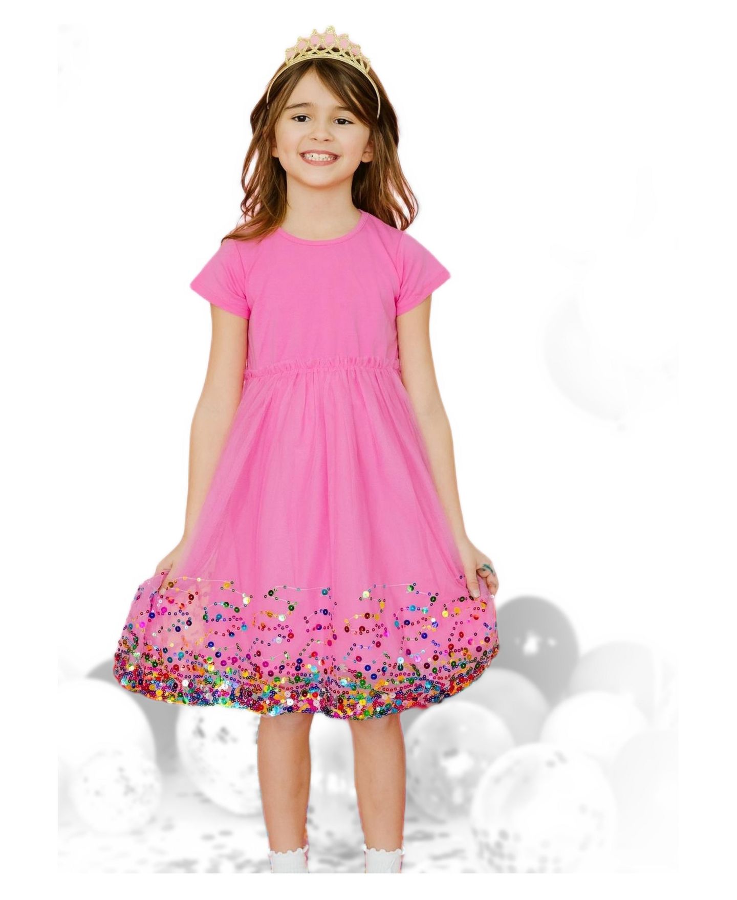 Платье Sweet Wink Raspberry Confetti Short Sleeve Tutu Dress для девочек, цвет: Малиновый — фото 6