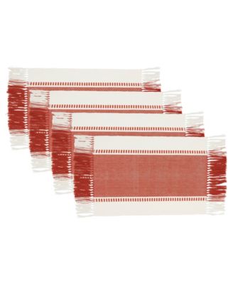 Tassel Trimmed Stripe Placemat Set of 4, 14"x20"