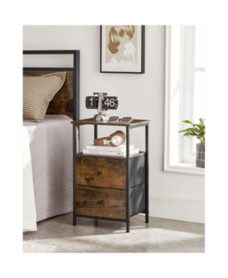 Modern Nightstand with 2 Fabric Drawers and Compact Design for Bedroom