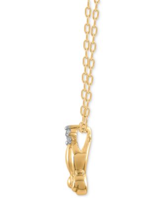 Diamond Accent Cinderella Carriage Pendant Necklace in Gold-Plated Sterling Silver, 16" + 2" extender
