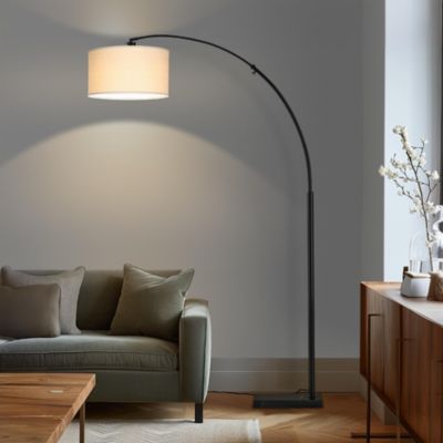 Logan Contemporary Arc LED Floor Lamp with Marble Base (76")