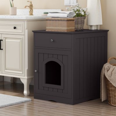 Wooden Pet House with Drawer and Side Table