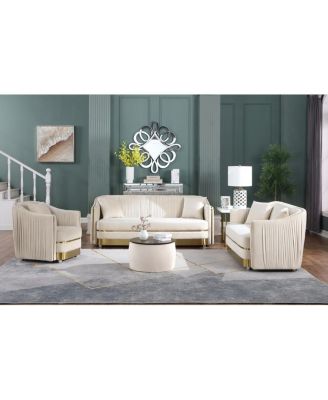 Round Ottoman Set with Storage & Coffee Table - 2 in 1 Function