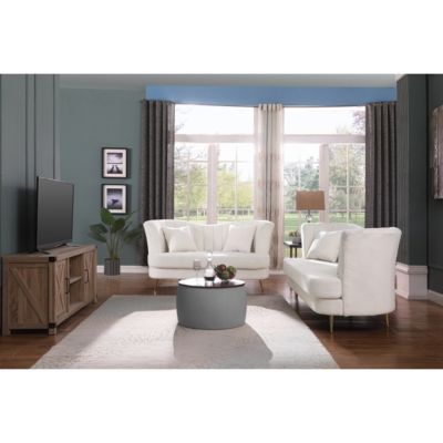 Round Ottoman Set with Storage & Coffee Table - 2 in 1 Function