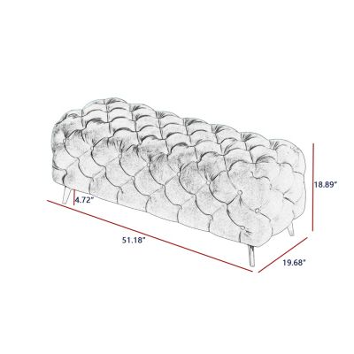  Button-Tufted Velvet Ottoman Bench