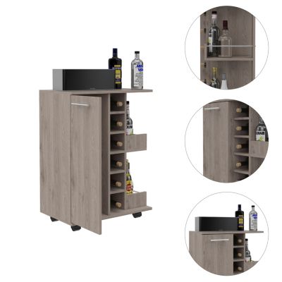 Bartlet 2-Shelf 6-Bottle Bar Cart With Division Oak