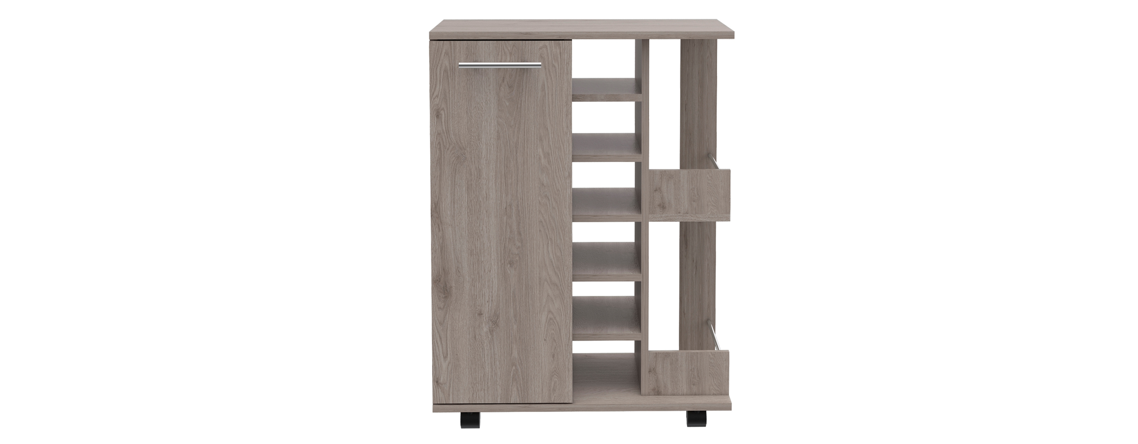 Streamdale Furniture Bartlet 2-Shelf 6-Bottle Bar Cart With Division Smokey Oak